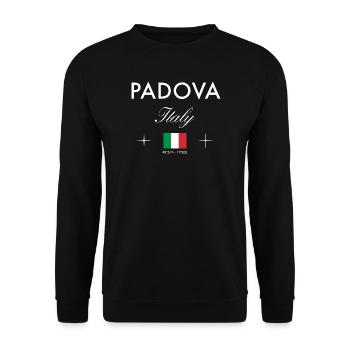 Padua Italien Koordinaten Reise Souvenir - Unisex Pullover - Schwarz - Vorne - Alina (178cm) & Michal (187cm)