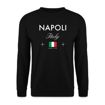 Neapel Italien Koordinaten Reise Souvenir - Unisex Pullover - Schwarz - Vorne - Alina (178cm) & Michal (187cm)