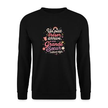 Future Grande Soeur Annonce Grossesse - Sweat-shirt Unisexe - noir - Devant - Alina (178cm) & Michal (187cm)