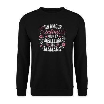 Un Amour Infini Meilleure Des Mamans  - Sweat-shirt Unisexe - noir - Devant - Alina (178cm) & Michal (187cm)