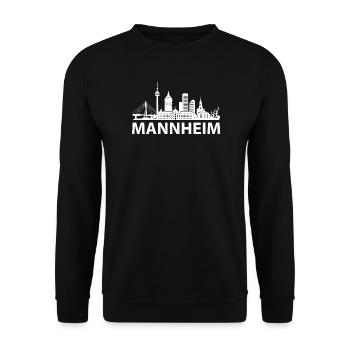 MANNHEIM Skyline weiss - Unisex Pullover - Schwarz - Vorne - Alina (178cm) & Michal (187cm)