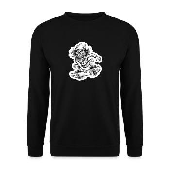 Crazy Skater Skizze - Urban Art - Unisex Pullover - Schwarz - Vorne - Alina (178cm) & Michal (187cm)