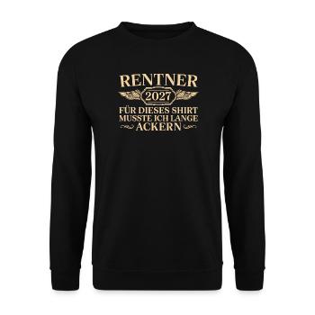 Rentner 2027 Lange Ackern Ruhestand Geschenk - Unisex Pullover - Schwarz - Vorne - Alina (178cm) & Michal (187cm)