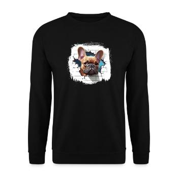 French Bulldog Cartoon - Unisex Sweatshirt - black - Front - Alina (178cm) & Michal (187cm)