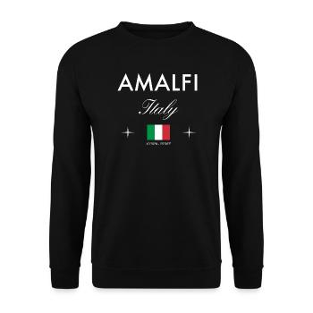 Amalfi Italien Koordinaten Reise Souvenir - Unisex Pullover - Schwarz - Vorne - Alina (178cm) & Michal (187cm)
