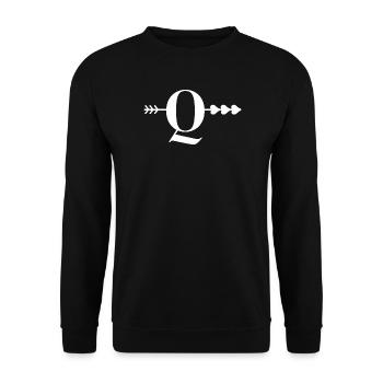 Buchstabe Q Pfeilherz - Unisex Pullover - Schwarz - Vorne - Alina (178cm) & Michal (187cm)