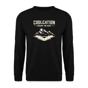Coolcation Berge See Auszeit Escape the Heat - Unisex Pullover - Schwarz - Vorne - Alina (178cm) & Michal (187cm)