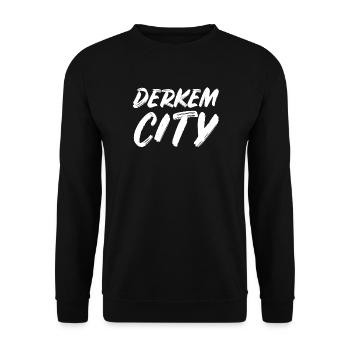 Derkem City – Pfälzer Dialekt Dürkheim Spruch - Unisex Pullover - Schwarz - Vorne - Alina (178cm) & Michal (187cm)