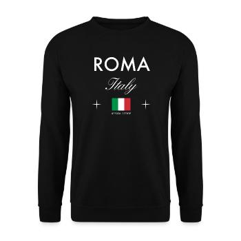 Rom Italien Koordinaten Reise Souvenir - Unisex Pullover - Schwarz - Vorne - Alina (178cm) & Michal (187cm)