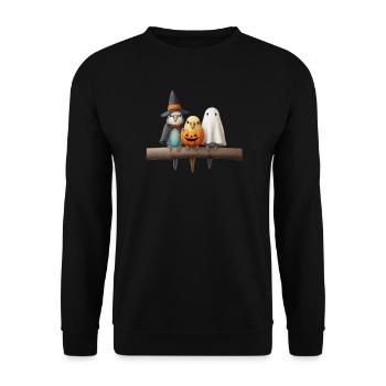 Wellensittiche Halloween - Unisex Pullover - Schwarz - Vorne - Alina (178cm) & Michal (187cm)