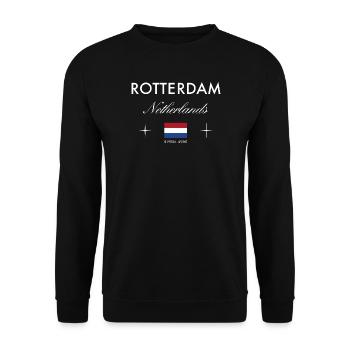 Rotterdam Niederlande Koordinaten Reise Souvenir - Unisex Pullover - Schwarz - Vorne - Alina (178cm) & Michal (187cm)