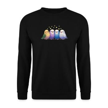 Wellensittiche Sterne - Unisex Pullover - Schwarz - Vorne - Alina (178cm) & Michal (187cm)