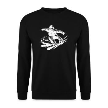 Snowboarder Zeichnung - Unisex Pullover - Schwarz - Vorne - Alina (178cm) & Michal (187cm)