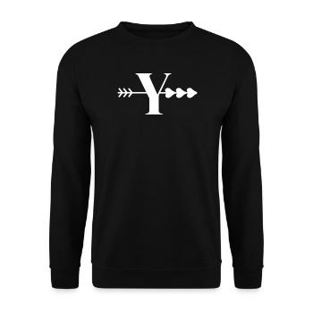 Buchstabe y Pfeil Herz - Unisex Pullover - Schwarz - Vorne - Alina (178cm) & Michal (187cm)