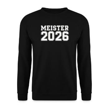 Meister 2026 – Hochschulstil - Unisex Pullover - Schwarz - Vorne - Alina (178cm) & Michal (187cm)