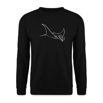 Mantarochen Linienzeichnung - Unisex Pullover - Schwarz - Vorne - Alina (178cm) & Michal (187cm)