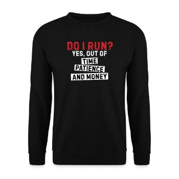 Lustiges Laufgeschenk für Läufer, Papa, Mama und Marathon - Unisex Pullover - Schwarz - Vorne - Alina (178cm) & Michal (187cm)