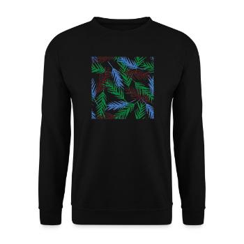 Farbige Blattzweige Muster - Unisex Pullover - Schwarz - Vorne - Alina (178cm) & Michal (187cm)