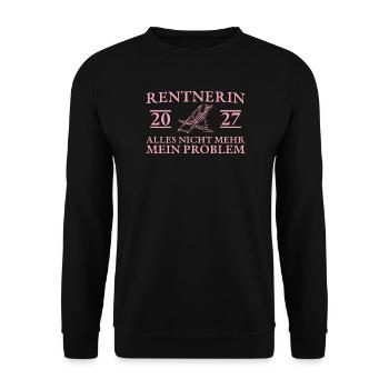Rentnerin 2027 Liegestuhl Abschied Rente - Unisex Pullover - Schwarz - Vorne - Alina (178cm) & Michal (187cm)