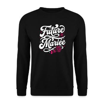 Blumentypografie für zukünftige Braut - Unisex Pullover - Schwarz - Vorne - Alina (178cm) & Michal (187cm)