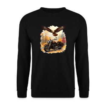 Eagle Vintage Motorbike Herbstwald-Design. - Unisex Pullover - Schwarz - Vorne - Alina (178cm) & Michal (187cm)