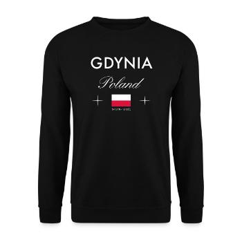 Gdingen Polen Koordinaten Reise Souvenir - Unisex Pullover - Schwarz - Vorne - Alina (178cm) & Michal (187cm)