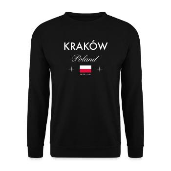 Krakau Polen Koordinaten Reise Souvenir - Unisex Pullover - Schwarz - Vorne - Alina (178cm) & Michal (187cm)