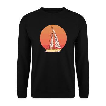 Segelboot im Sonnenuntergang Segler Geschenk Segel - Unisex Pullover - Schwarz - Vorne - Alina (178cm) & Michal (187cm)