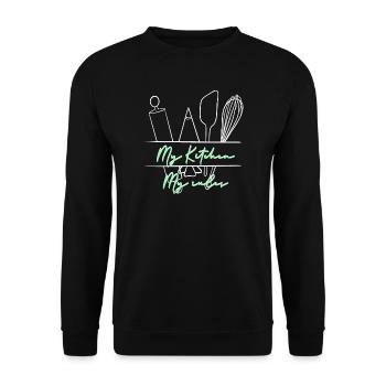 Meine Küche Meine Regeln - Unisex Pullover - Schwarz - Vorne - Alina (178cm) & Michal (187cm)