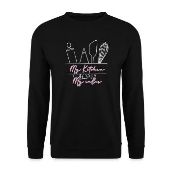 Meine Küche Meine Regeln - Unisex Pullover - Schwarz - Vorne - Alina (178cm) & Michal (187cm)