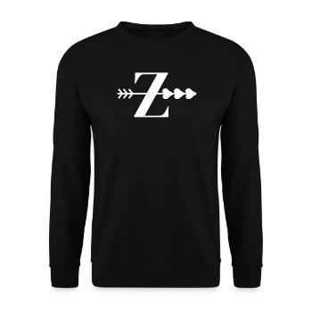 Buchstaben z, Pfeilherz - Unisex Pullover - Schwarz - Vorne - Alina (178cm) & Michal (187cm)