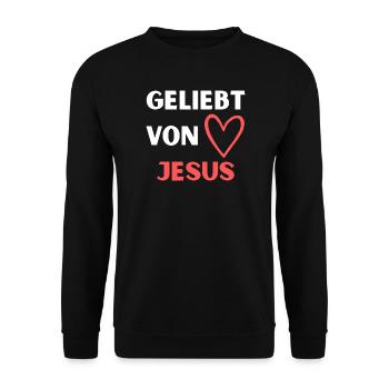 Geliebt von Jesus - Unisex Pullover - Schwarz - Vorne - Alina (178cm) & Michal (187cm)