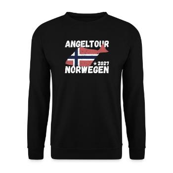Heilbutt Angeltour Norwegen 2027 - Unisex Pullover - Schwarz - Vorne - Alina (178cm) & Michal (187cm)