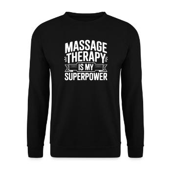 Massagetherapie ist meine Superkraft - Unisex Pullover - Schwarz - Vorne - Alina (178cm) & Michal (187cm)
