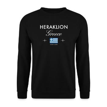 Heraklion Kreta Koordinaten Reise Souvenir - Unisex Pullover - Schwarz - Vorne - Alina (178cm) & Michal (187cm)
