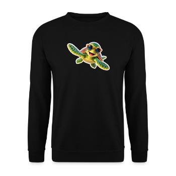 Sonnenbrillen-Schildkröte Abenteuer - Unisex Pullover - Schwarz - Vorne - Alina (178cm) & Michal (187cm)