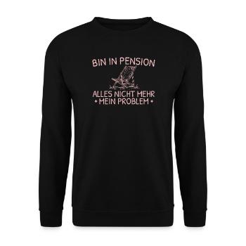 Pension Liegestuhl Abschiedsgeschenk Kollegin - Unisex Pullover - Schwarz - Vorne - Alina (178cm) & Michal (187cm)