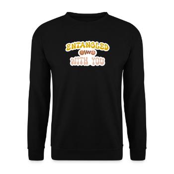 Verstrickt mit dir Retro-groovige Typografie - Unisex Pullover - Schwarz - Vorne - Alina (178cm) & Michal (187cm)