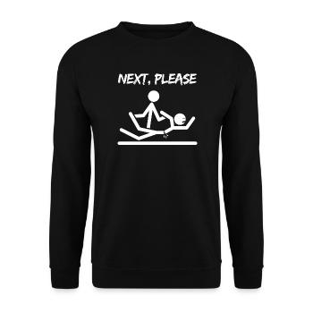 Next please Physiotherapie Physio Physiotherapeut - Unisex Pullover - Schwarz - Vorne - Alina (178cm) & Michal (187cm)