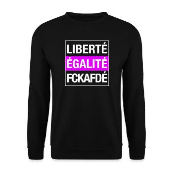 FCK AFD - Zeichen setzen gegen Rechts! NOAFD - Unisex Pullover - Schwarz - Vorne - Alina (178cm) & Michal (187cm)