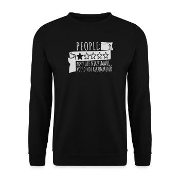 People Absolute Nightmare 1 Stern Review Logo Text - Unisex Pullover - Schwarz - Vorne - Alina (178cm) & Michal (187cm)