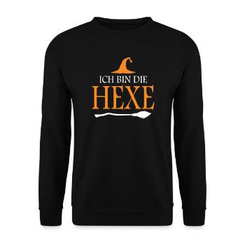 Ich bin die Hexe Halloween  - Unisex Pullover - Schwarz - Vorne - Alina (178cm) & Michal (187cm)