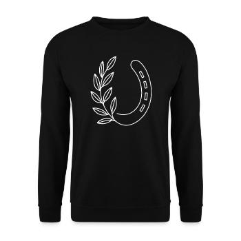 Hufeisen Blattzweig Muster - Unisex Pullover - Schwarz - Vorne - Alina (178cm) & Michal (187cm)