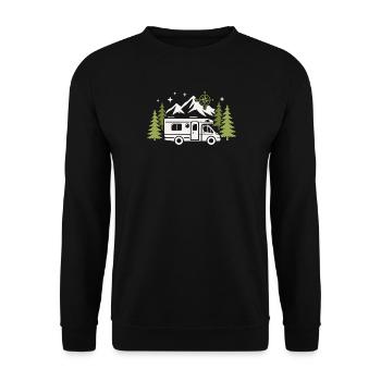 Camper Camping Wohnmobil Campen - Unisex Pullover - Schwarz - Vorne - Alina (178cm) & Michal (187cm)