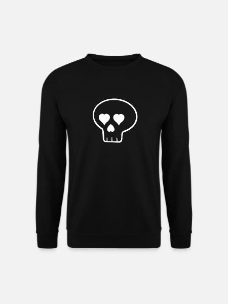 Totenkopf Herz weiss - Unisex Pullover - Schwarz