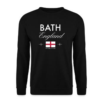 Bath England Koordinaten Reise Souvenir - Unisex Pullover - Schwarz - Vorne - Alina (178cm) & Michal (187cm)