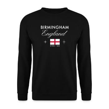 Birmingham England Koordinaten Reise Souvenir - Unisex Pullover - Schwarz - Vorne - Alina (178cm) & Michal (187cm)