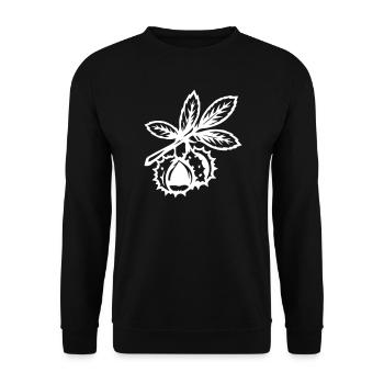 Kastanie Zweig Blätter - Unisex Pullover - Schwarz - Vorne - Alina (178cm) & Michal (187cm)