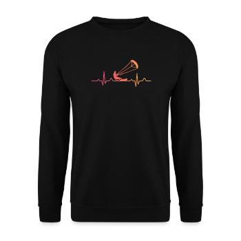 Kitesurfen Heartbeat Kiteboard Surf - Unisex Pullover - Schwarz - Vorne - Alina (178cm) & Michal (187cm)