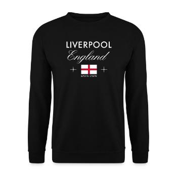 Liverpool England Koordinaten Reise Souvenir - Unisex Pullover - Schwarz - Vorne - Alina (178cm) & Michal (187cm)